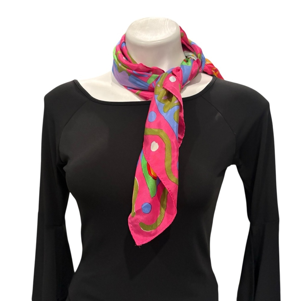 Ken Done Silk Scarf with Tropical Design - Picture 5 of 16